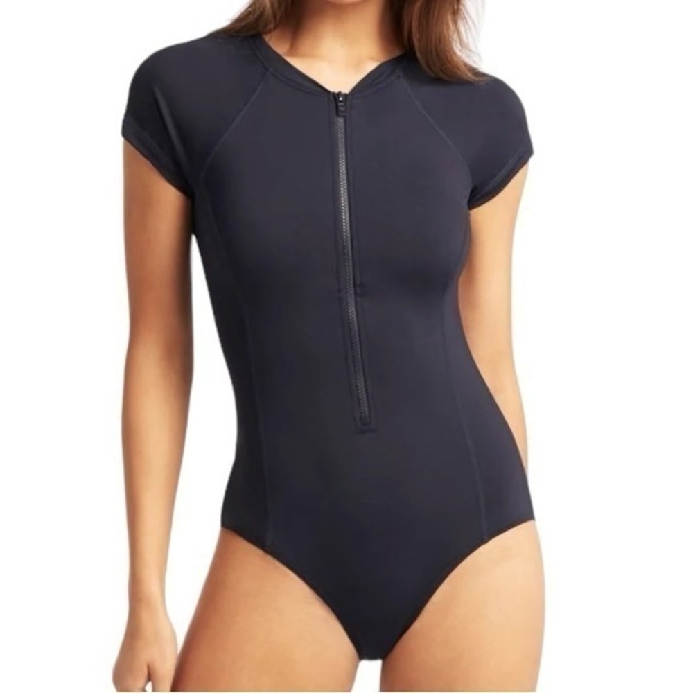 Sea level Eco Essentials Short Sleeve One Piece‎ in Night Sky Size 8 NWT